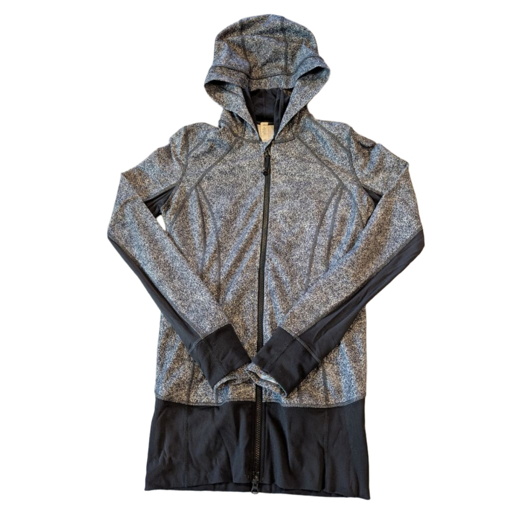 Women's Lululemon Athletica Gray Black Hooded Full Zip Hoodie Size 6